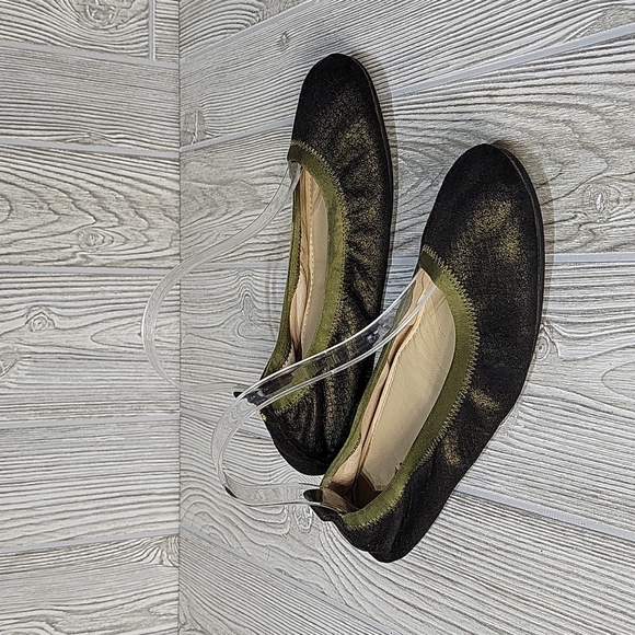 Yosi Samra Foldable Flats, Metallic Green